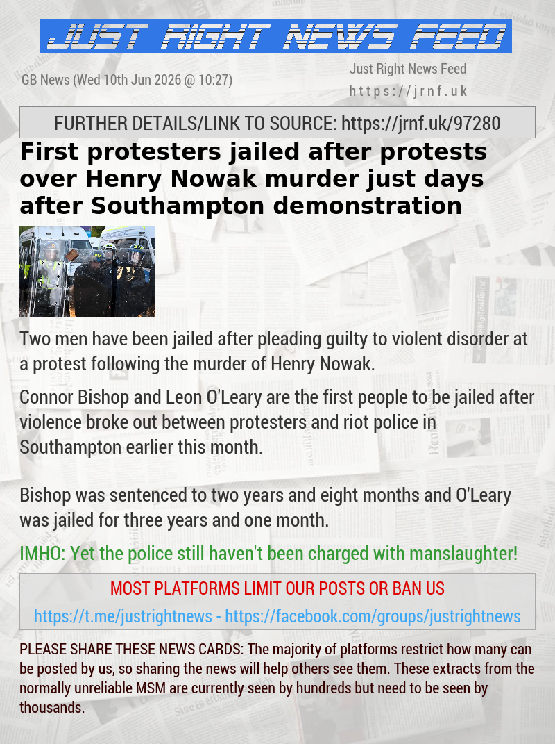 First protesters jailed after protests over Henry Nowak murder just days after Southampton demonstration