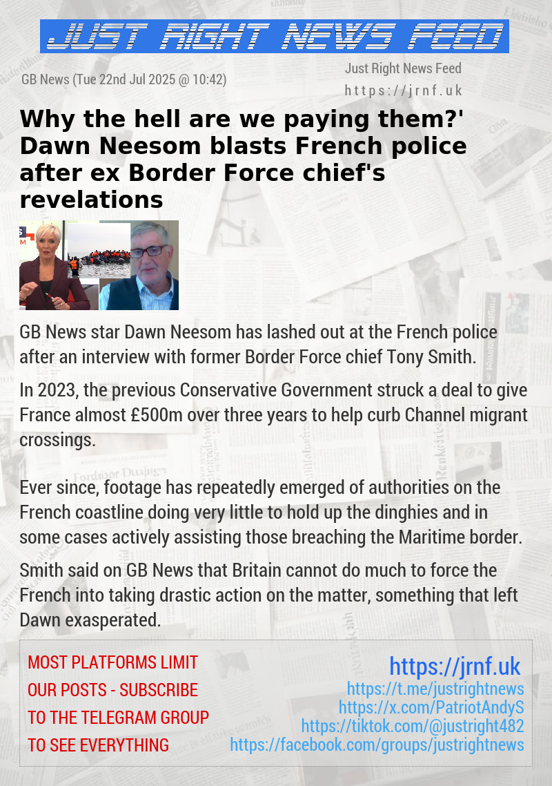 ‘Why the hell are we paying them?’ Dawn Neesom blasts French police after ex—Border Force chief’s revelations