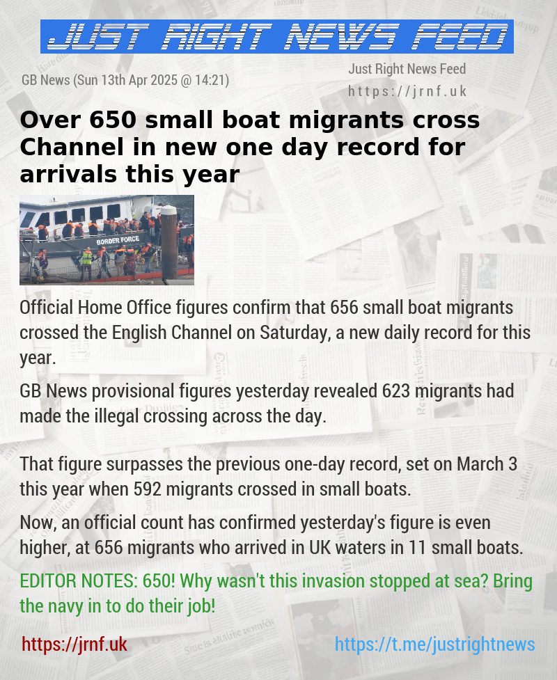 Over 650 small boat migrants cross Channel in new one—day record for arrivals this year