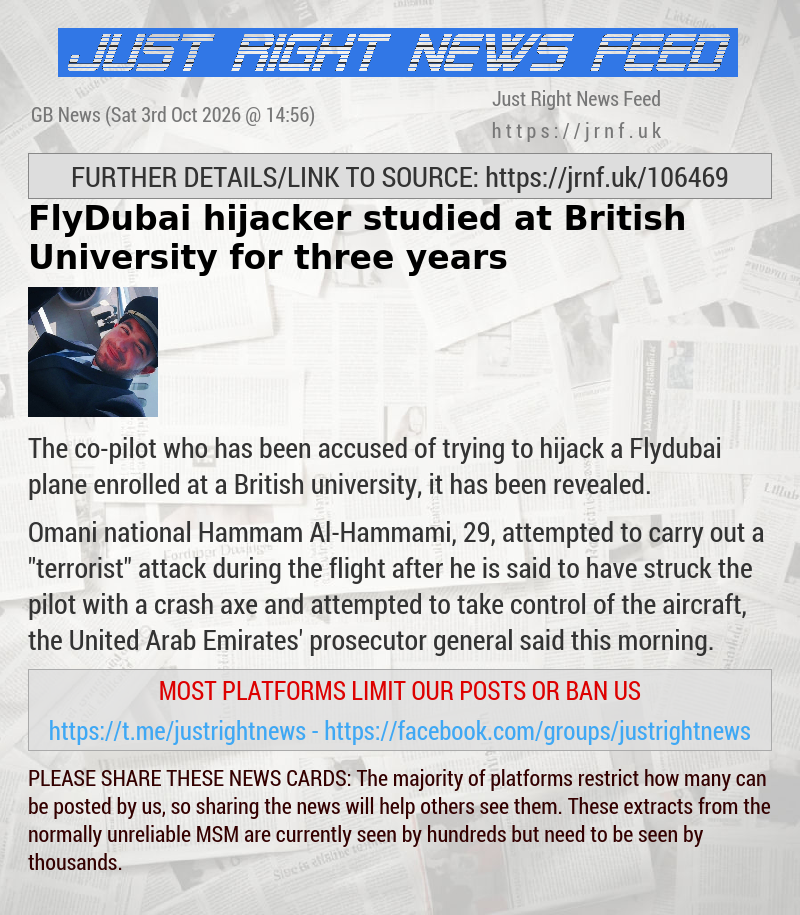 FlyDubai hijacker studied at British University for three years