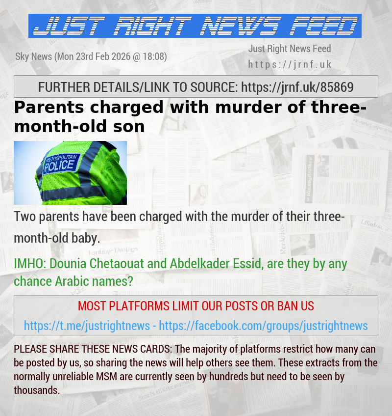 Parents charged with murder of three—month—old son