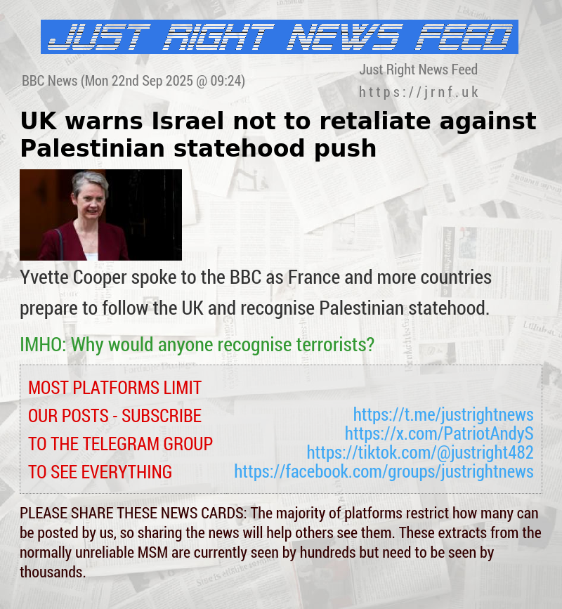 UK warns Israel not to retaliate against Palestinian statehood push