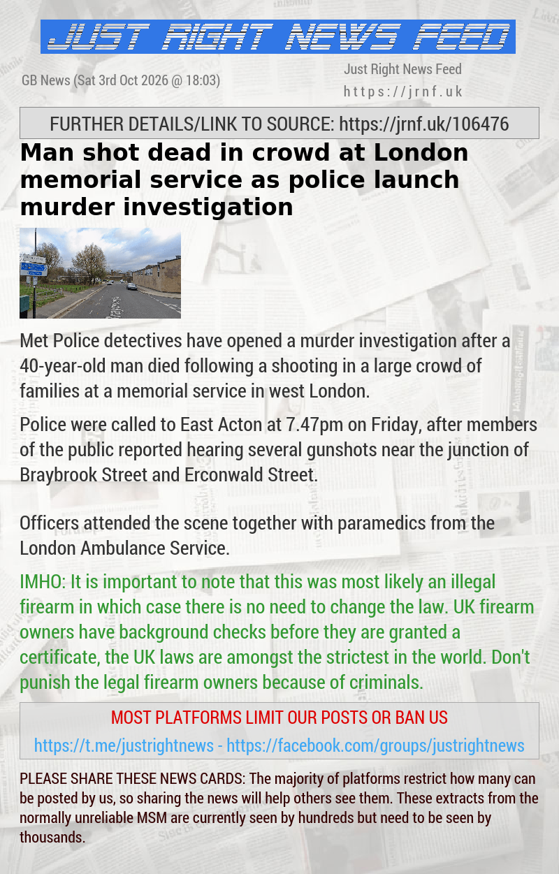Man shot dead in crowd at London memorial service as police launch murder investigation