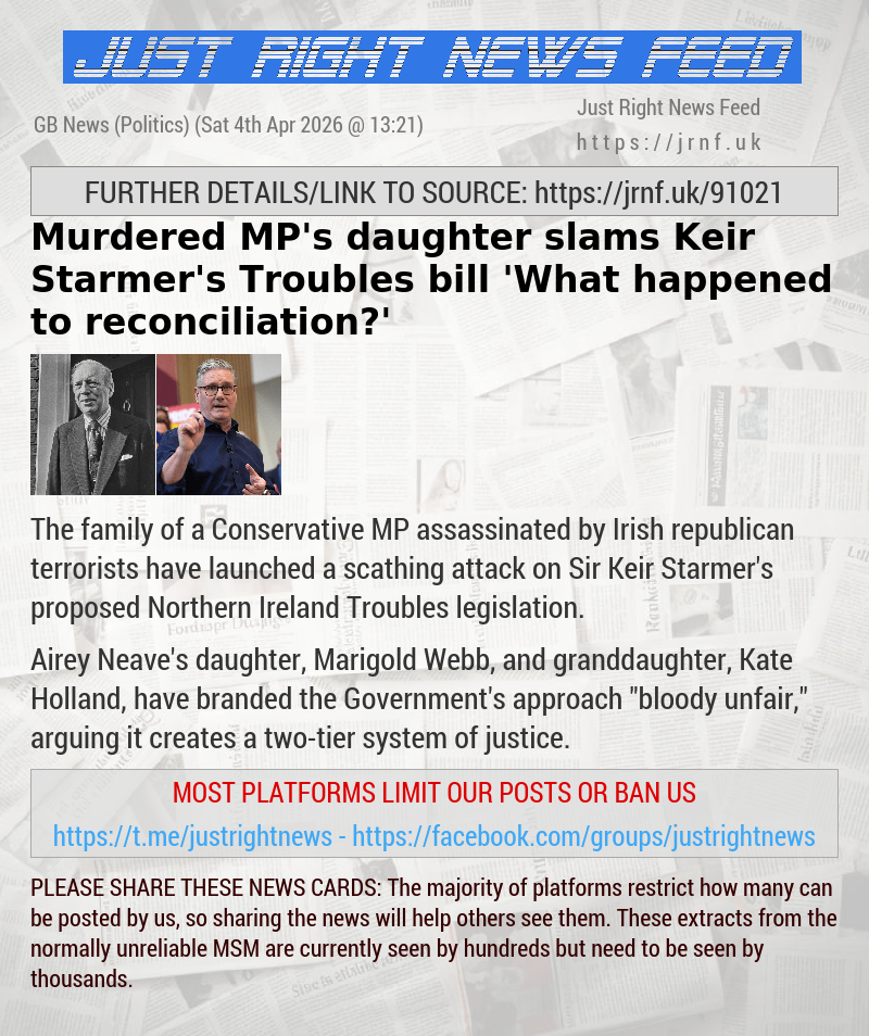 Murdered MP’s daughter slams Keir Starmer’s Troubles bill — ’What happened to reconciliation?’