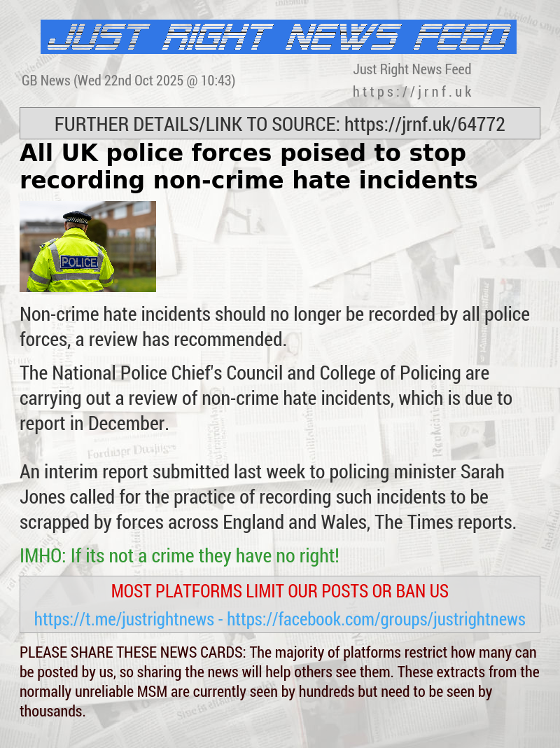 All UK police forces poised to stop recording non—crime hate incidents