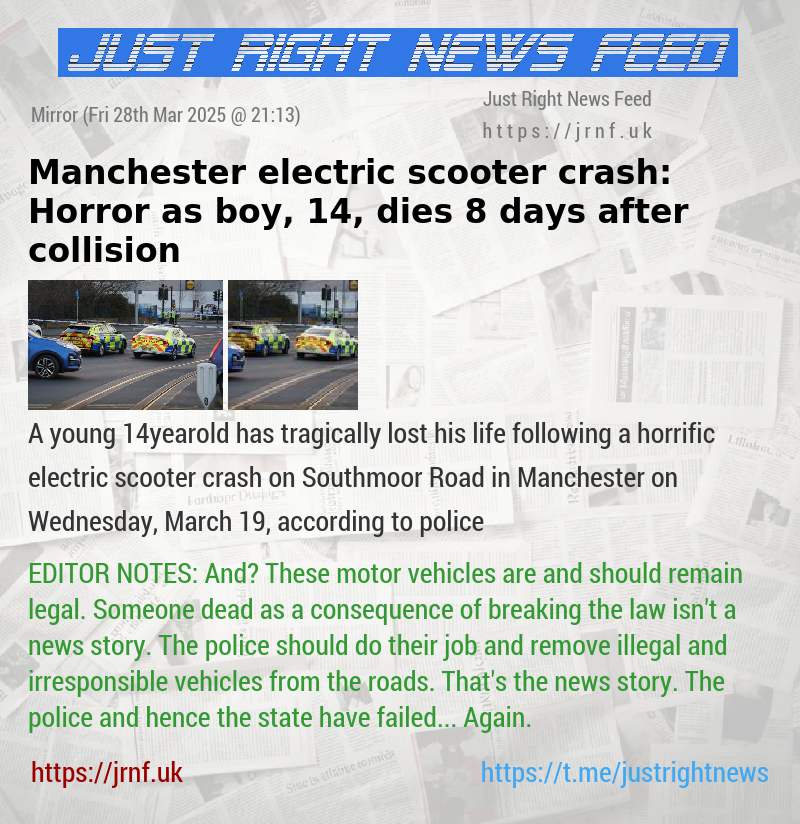 Manchester electric scooter crash: Horror as boy, 14, dies 8 days after collision