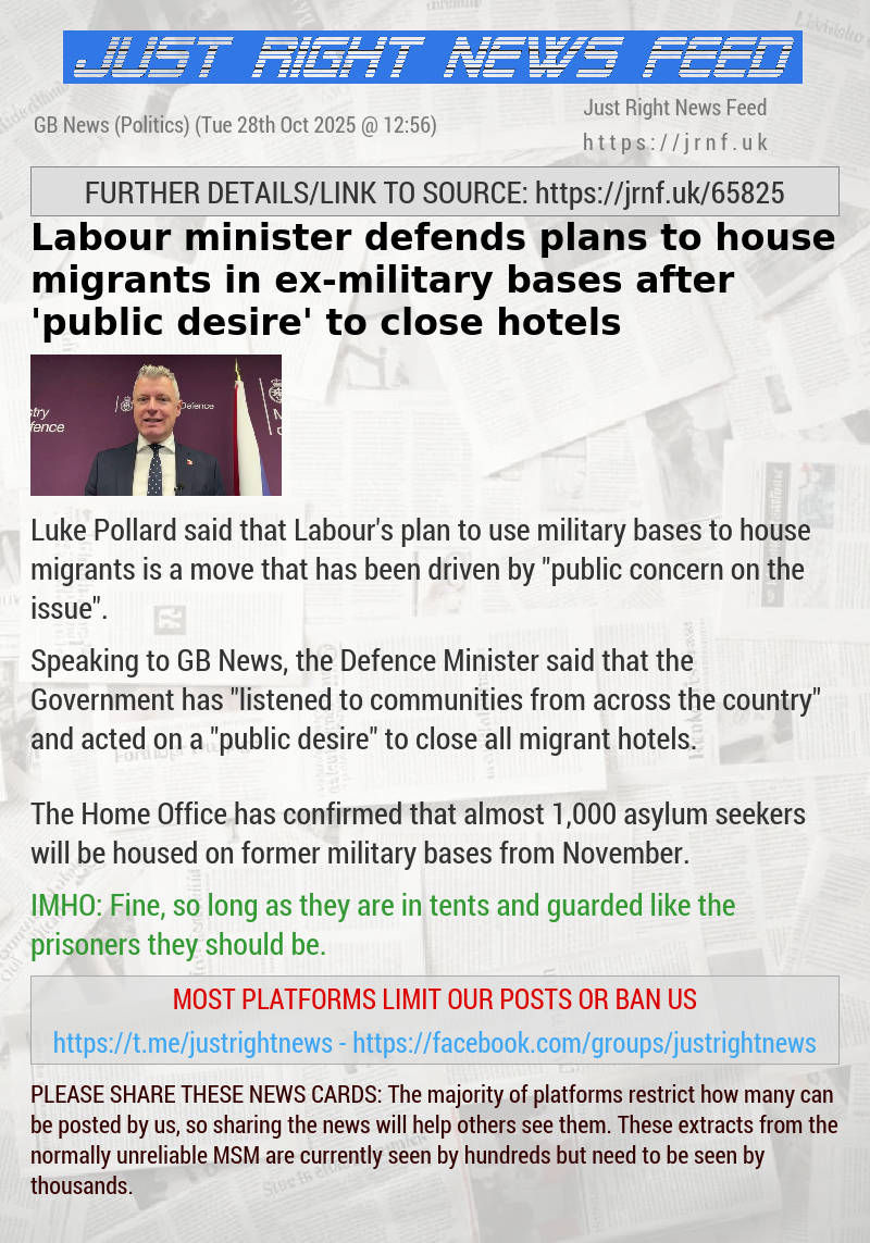 Labour minister defends plans to house migrants in ex—military bases after ’public desire’ to close hotels
