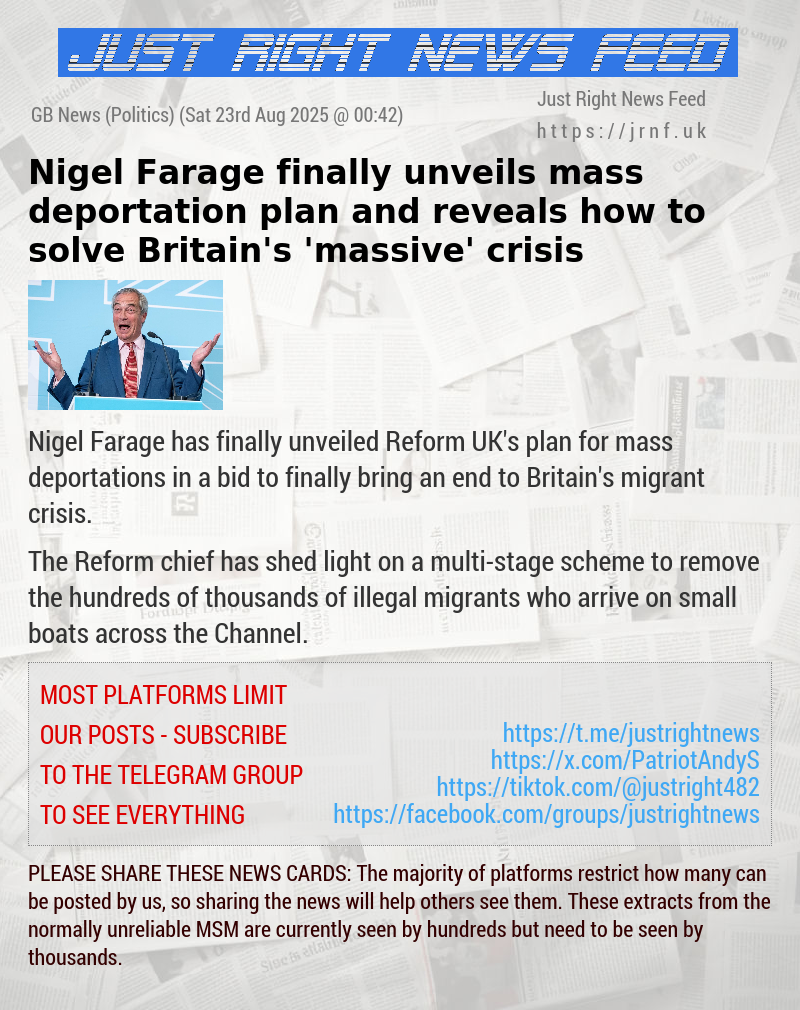Nigel Farage finally unveils mass deportation plan and reveals how to solve Britain’s ’massive’ crisis