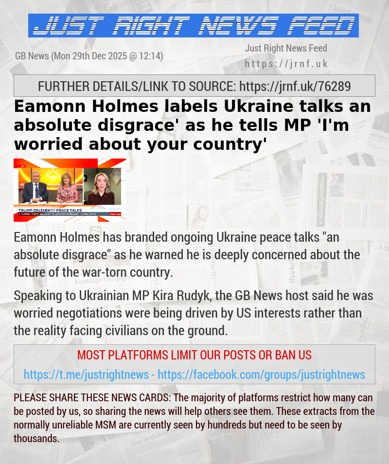 Eamonn Holmes labels Ukraine talks ‘an absolute disgrace’ as he tells MP ’I’m worried about your country’