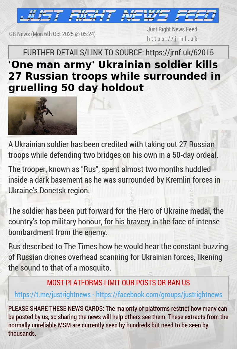 ’One—man army’ Ukrainian soldier kills 27 Russian troops while surrounded in gruelling 50—day holdout