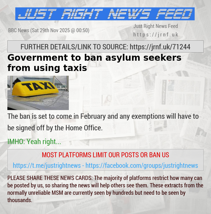 Government to ban asylum seekers from using taxis
