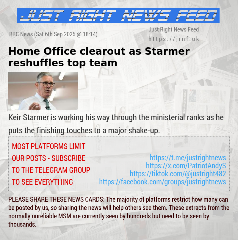 Home Office clearout as Starmer reshuffles top team