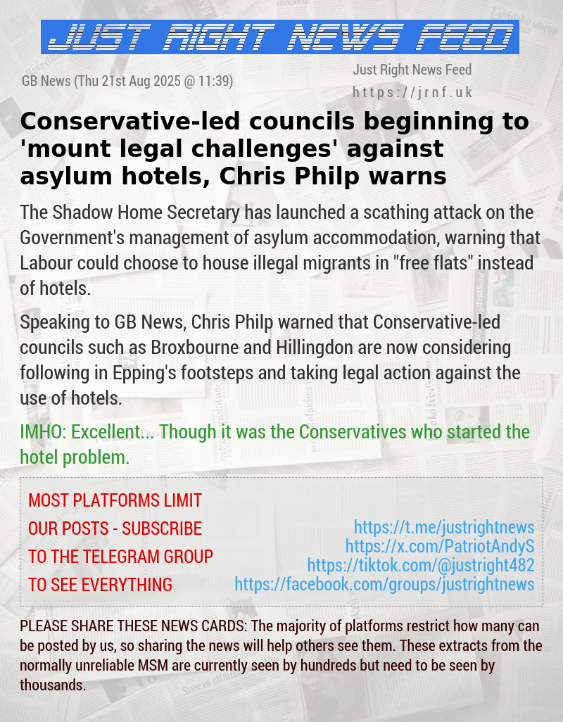 Conservative—led councils beginning to ’mount legal challenges’ against asylum hotels, Chris Philp warns