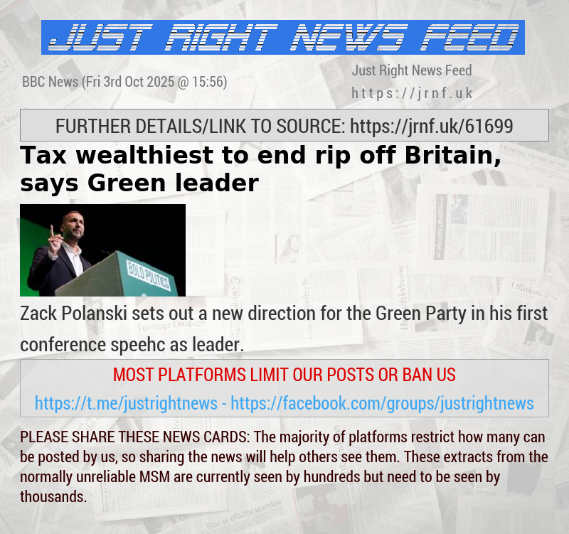 Tax wealthiest to end rip—off Britain, says Green leader