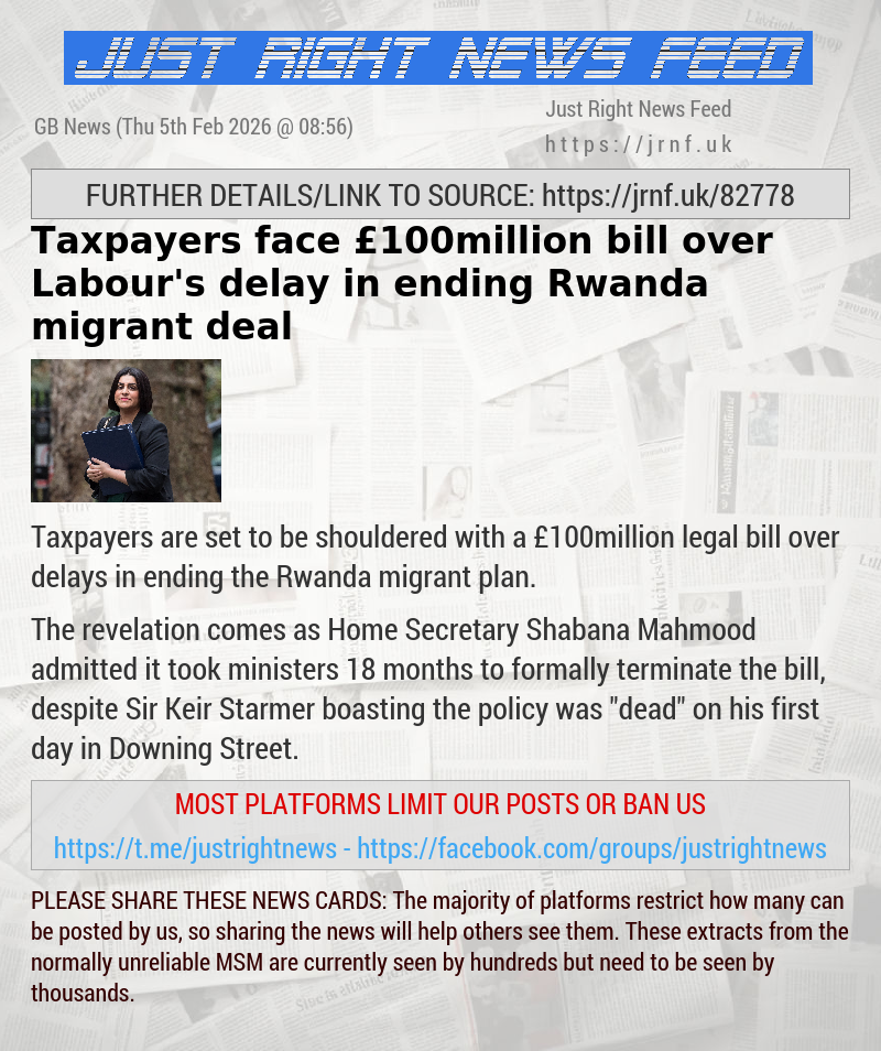 Taxpayers face &pound;100million bill over Labour’s delay in ending Rwanda migrant deal