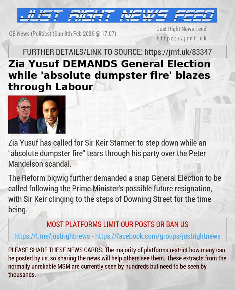 Zia Yusuf DEMANDS General Election while ’absolute dumpster fire’ blazes through Labour