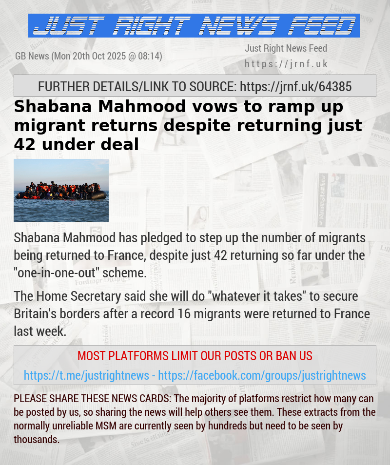 Shabana Mahmood vows to ramp up migrant returns despite returning just 42 under deal