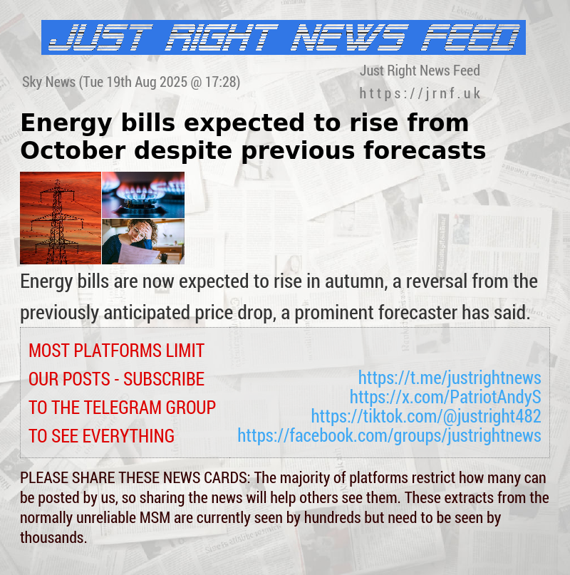 Energy bills expected to rise from October — despite previous forecasts