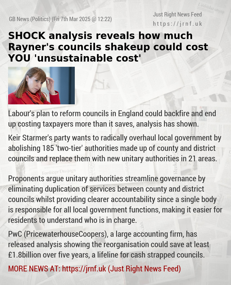 SHOCK analysis reveals how much Rayner’s councils shakeup could cost YOU — ’unsustainable cost’