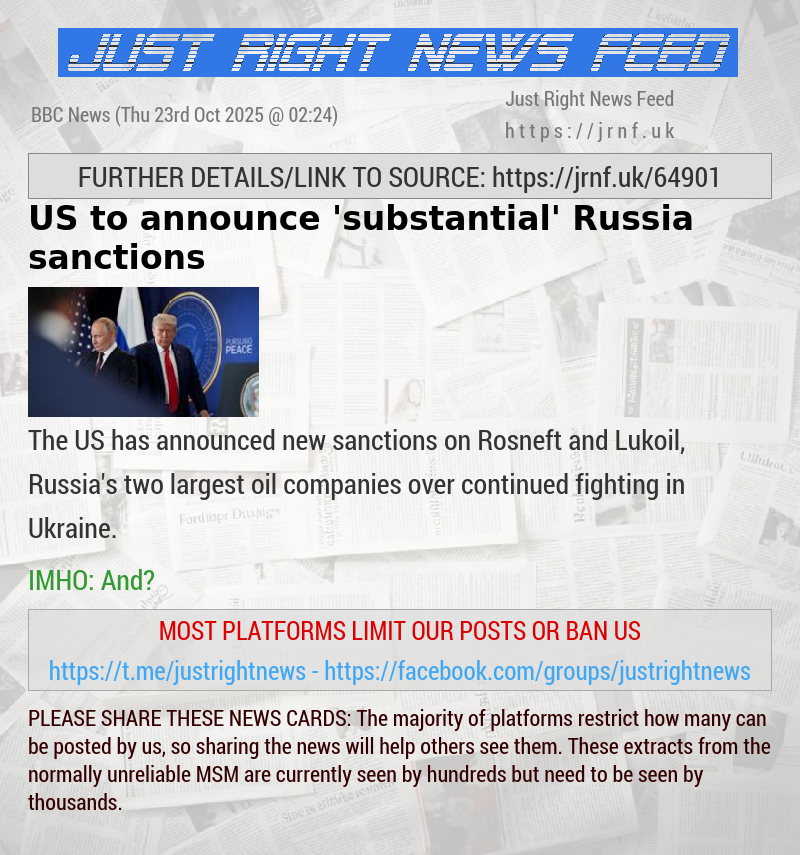 US to announce ’substantial’ Russia sanctions 