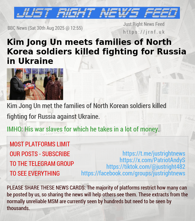 Kim Jong Un meets families of North Korea soldiers killed fighting for Russia in Ukraine