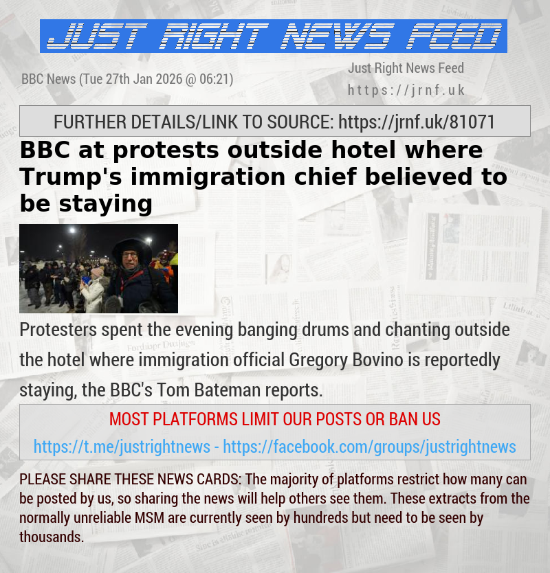 BBC at protests outside hotel where Trump’s immigration chief believed to be staying