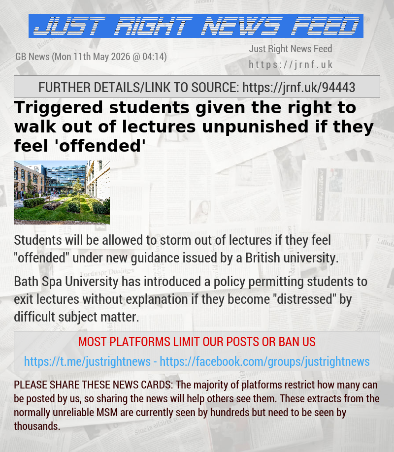 Triggered students given the right to walk out of lectures unpunished if they feel ’offended’