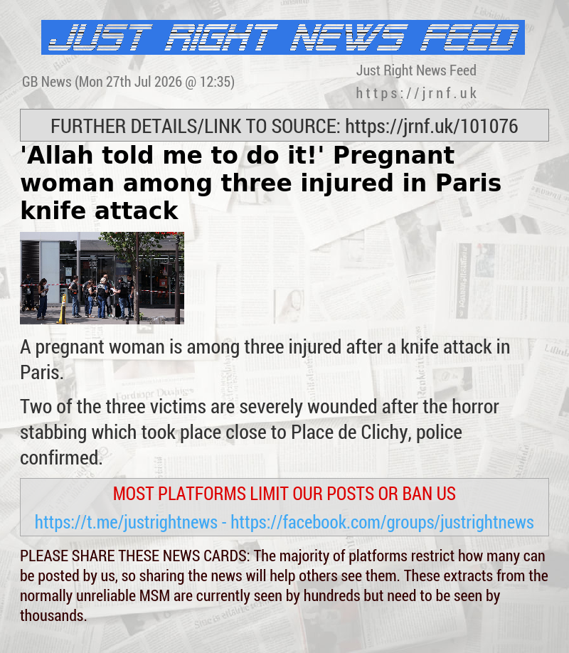 ’Allah told me to do it!’ Pregnant woman among three injured in Paris knife attack