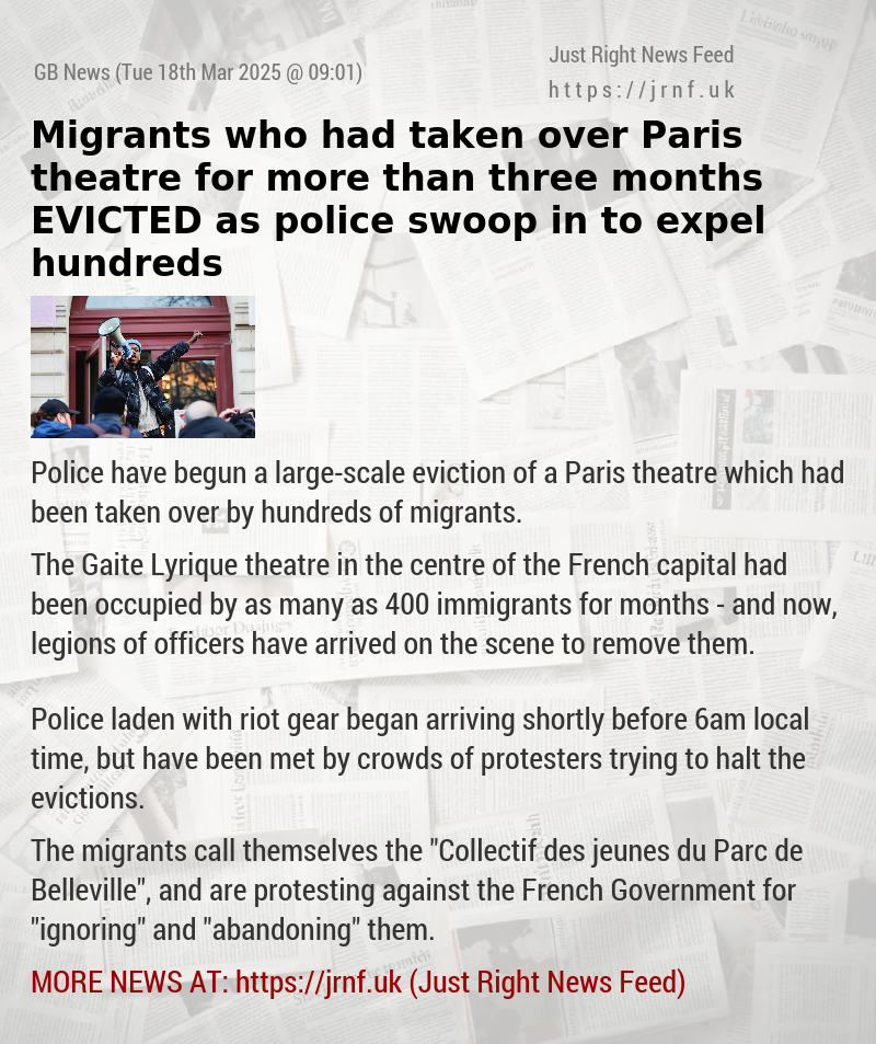 Migrants who had taken over Paris theatre for more than three months EVICTED as police swoop in to expel hundreds