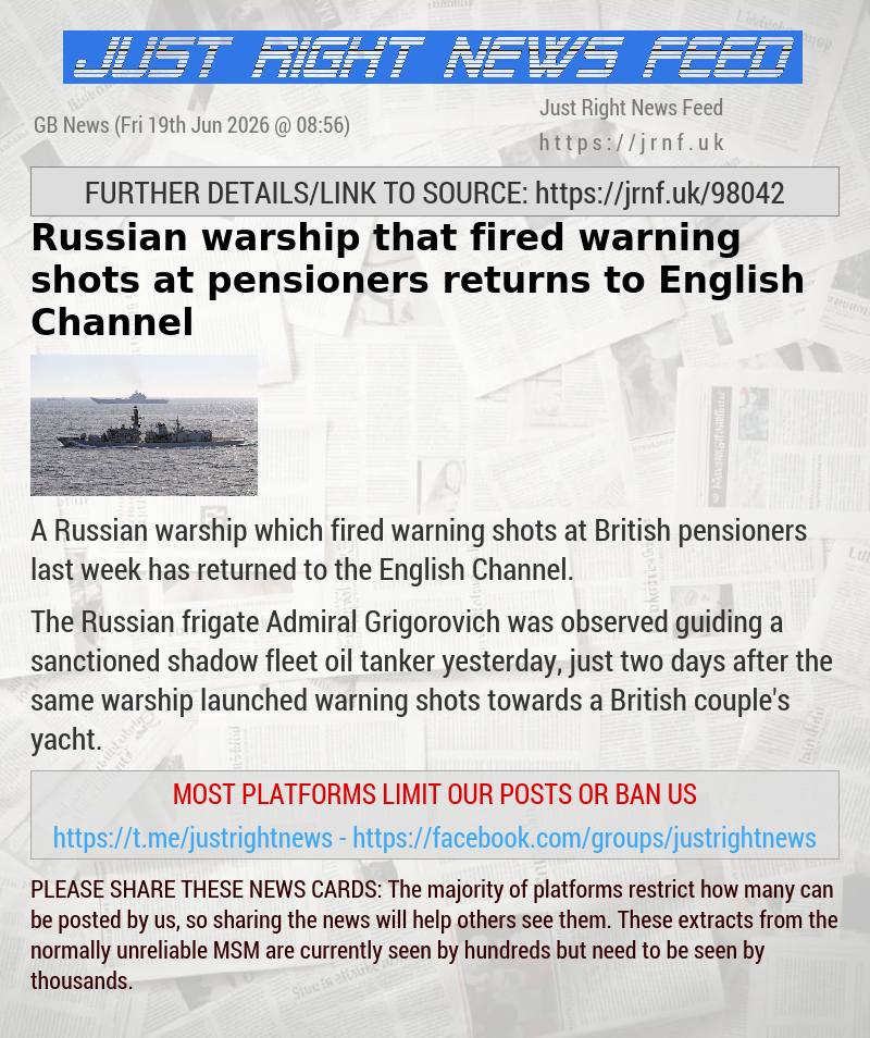 Russian warship that fired warning shots at pensioners returns to English Channel