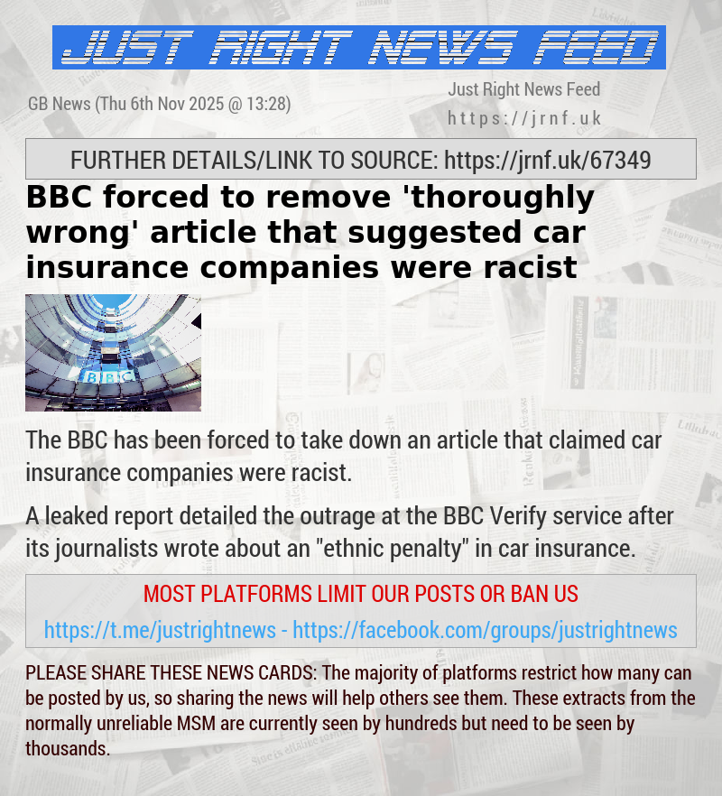 BBC forced to remove ’thoroughly wrong’ article that suggested car insurance companies were racist