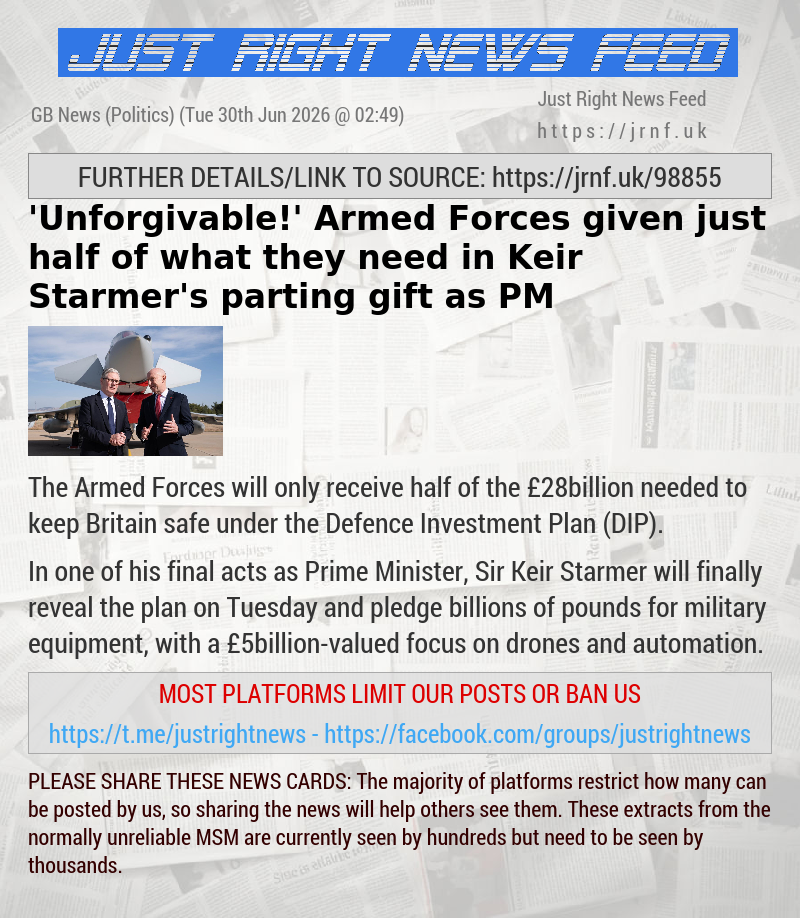 ’Unforgivable!’ Armed Forces given just half of what they need in Keir Starmer’s parting gift as PM