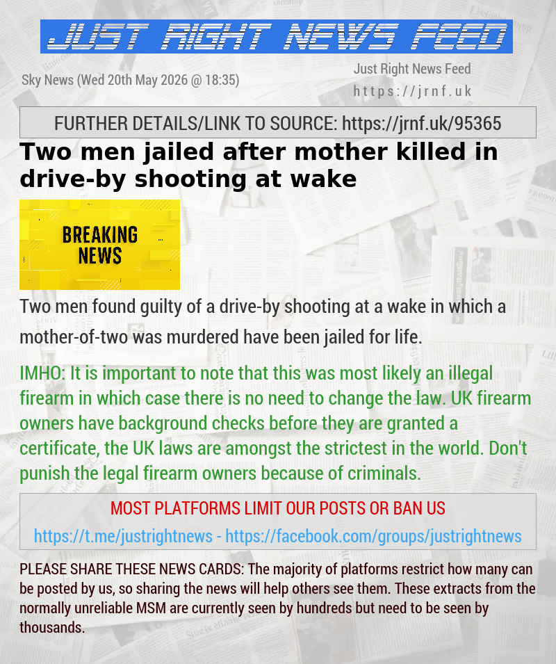 Two men jailed after mother killed in drive—by shooting at wake