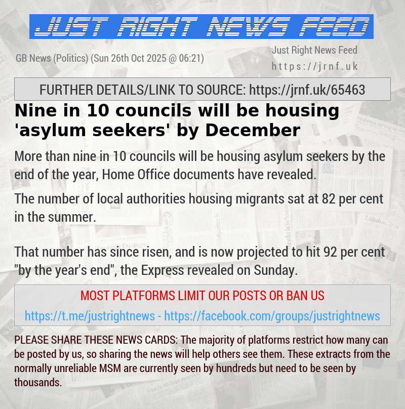 Nine in 10 councils will be housing ’asylum seekers’ by December