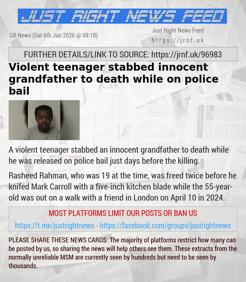 Violent teenager stabbed innocent grandfather to death while on police bail