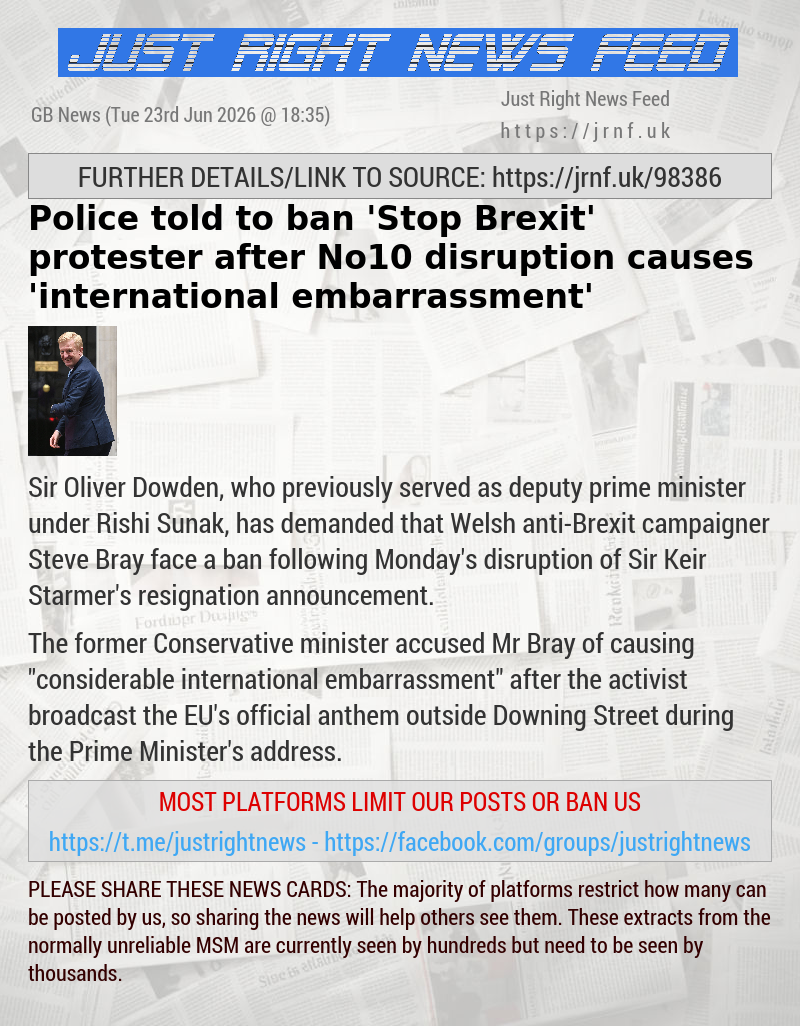 Police told to ban ’Stop Brexit’ protester after No10 disruption causes ’international embarrassment’