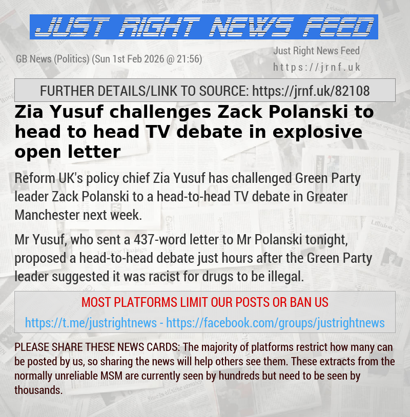 Zia Yusuf challenges Zack Polanski to head—to—head TV debate in explosive open letter