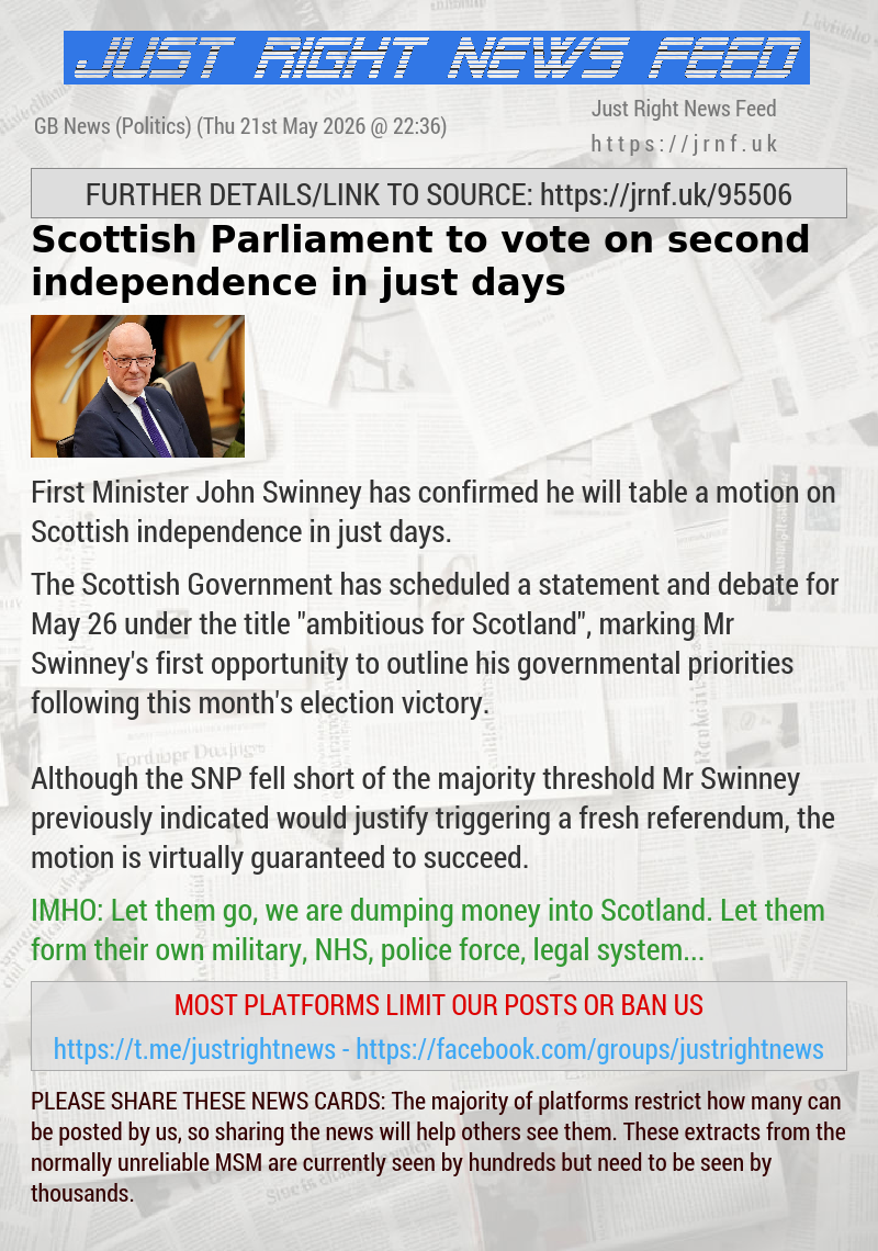 Scottish Parliament to vote on second independence in just days