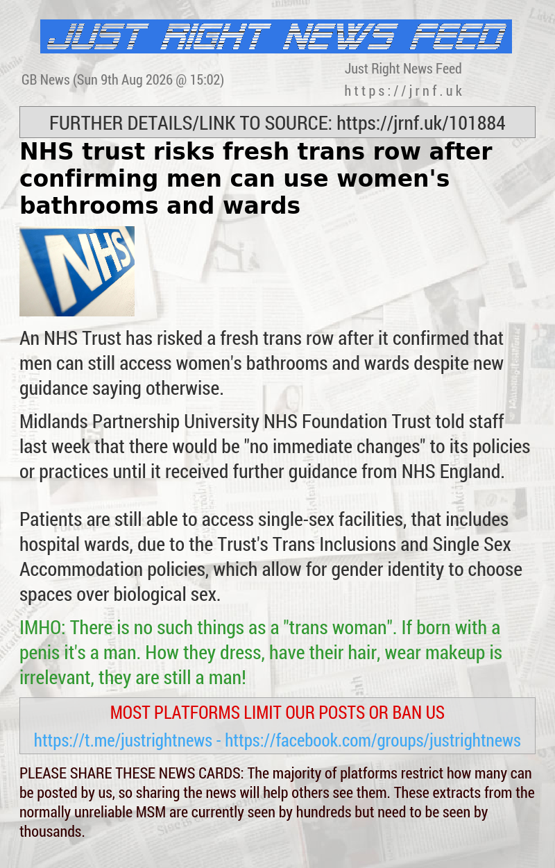 NHS trust risks fresh trans row after confirming men can use women’s bathrooms and wards