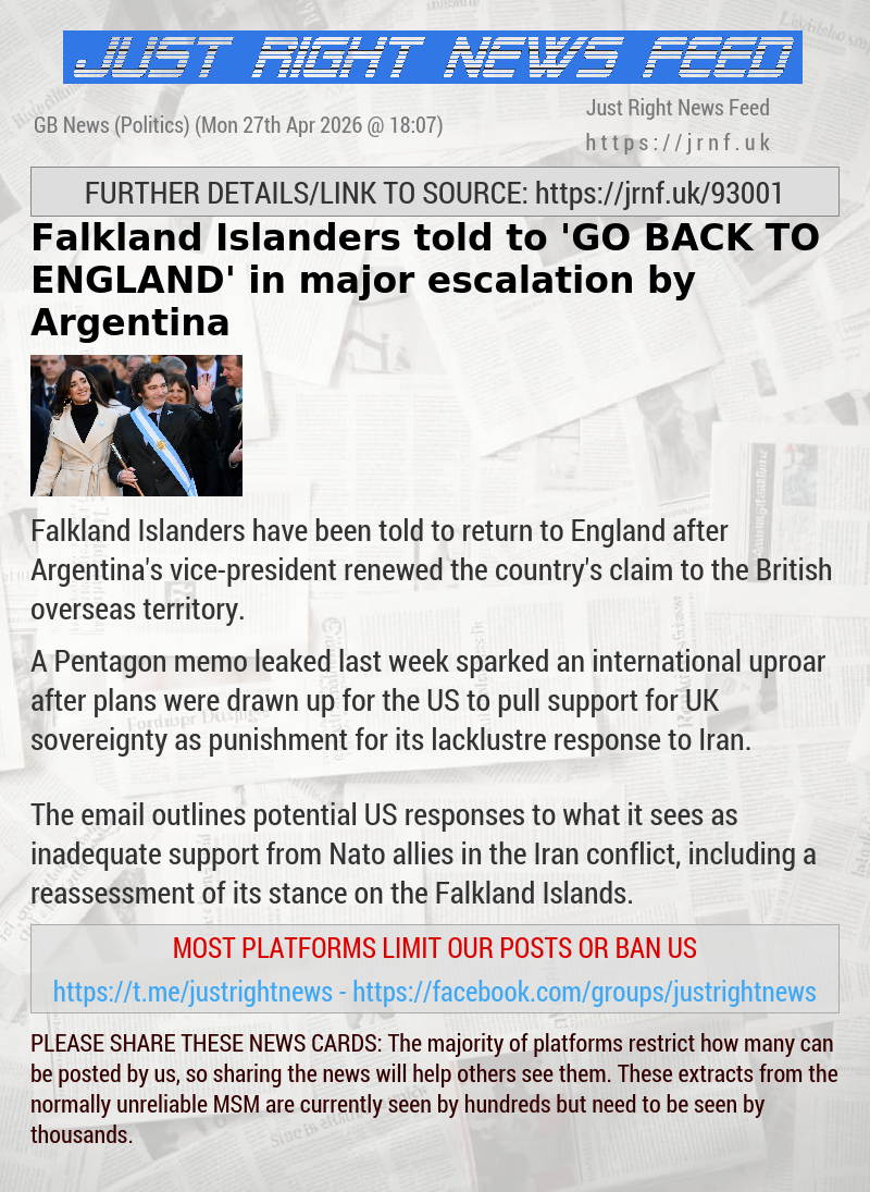 Falkland Islanders told to ’GO BACK TO ENGLAND’ in major escalation by Argentina