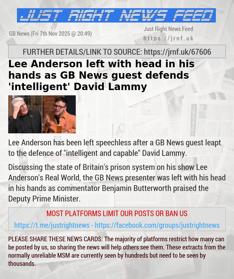 Lee Anderson left with head in his hands as GB News guest defends ’intelligent’ David Lammy