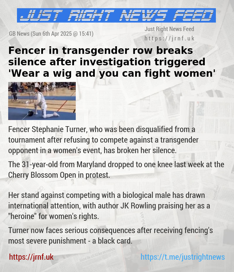 Fencer in transgender row breaks silence after investigation triggered — ’Wear a wig and you can fight women’