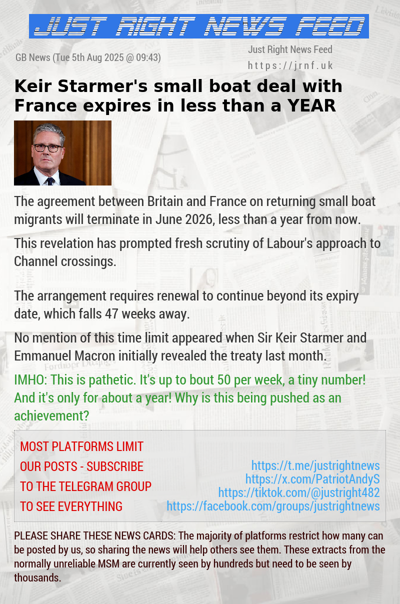 Keir Starmer’s small boat deal with France expires in less than a YEAR