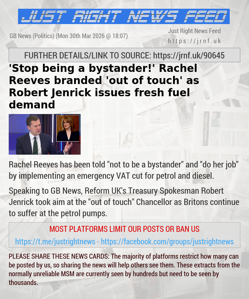 ’Stop being a bystander!’ Rachel Reeves branded ’out of touch’ as Robert Jenrick issues fresh fuel demand