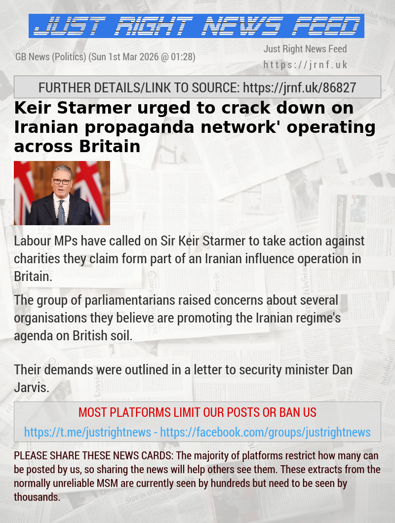Keir Starmer urged to crack down on Iranian ‘propaganda network’ operating across Britain