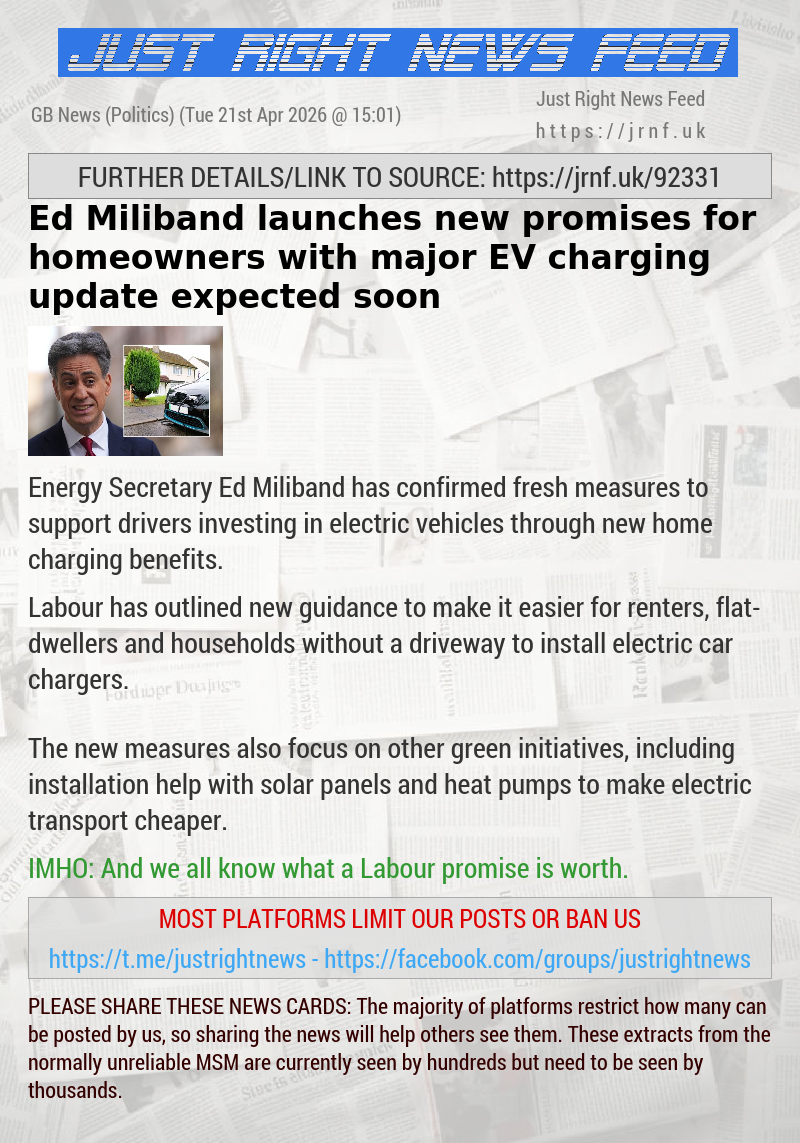 Ed Miliband launches new promises for homeowners with major EV charging update expected soon