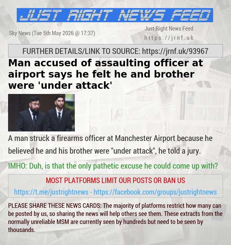 Man accused of assaulting officer at airport says he felt he and brother were ’under attack’