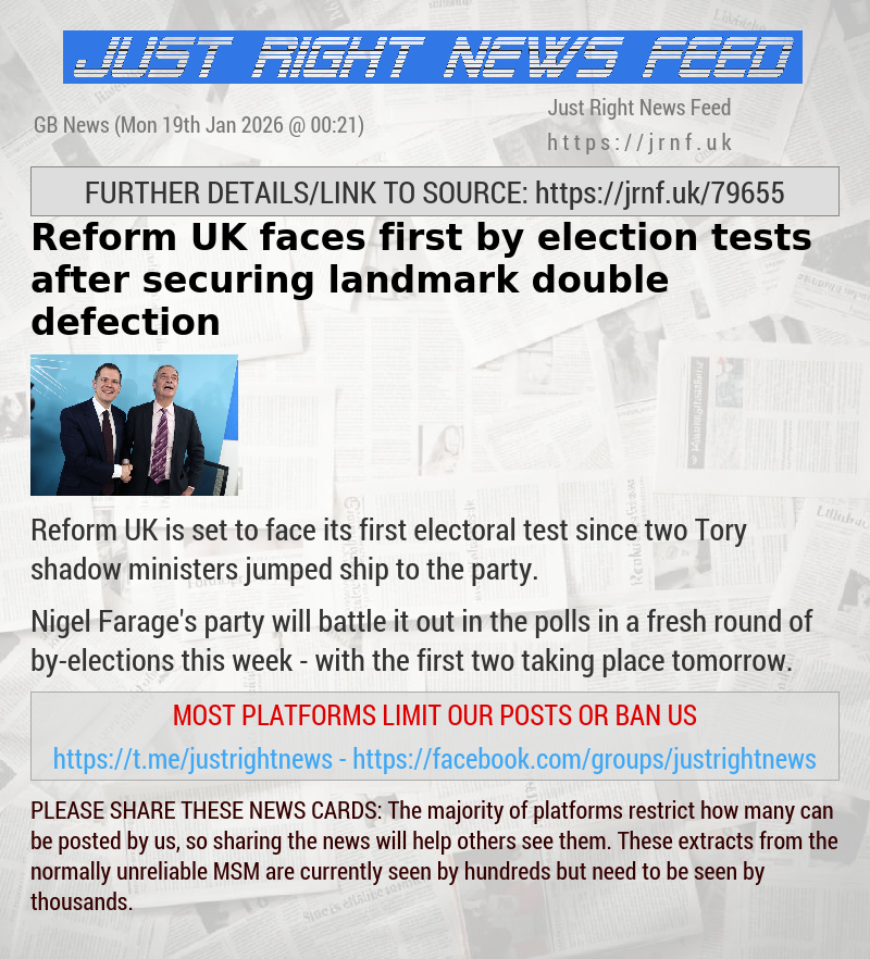 Reform UK faces first by—election tests after securing landmark double defection
