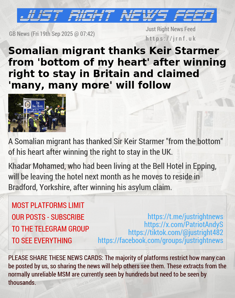 Somalian migrant thanks Keir Starmer from ’bottom of my heart’ after winning right to stay in Britain and claimed ’many, many more’ will follow
