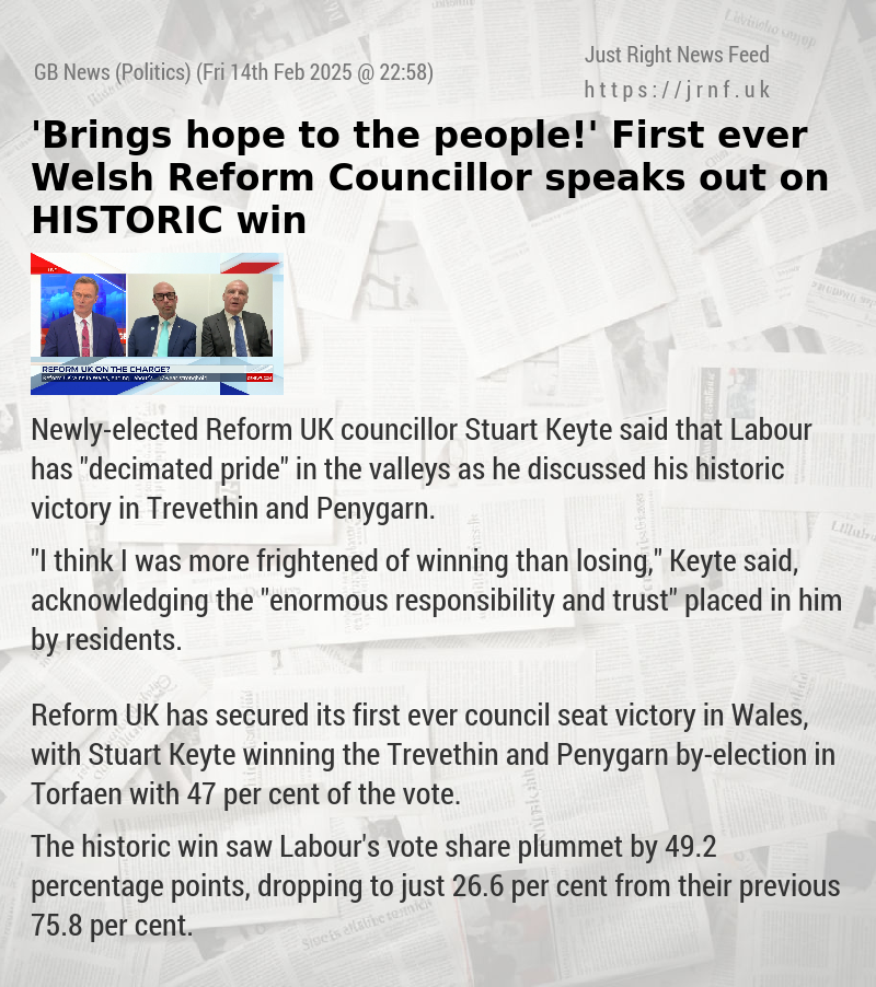 ’Brings hope to the people!’ First ever Welsh Reform Councillor speaks out on HISTORIC win